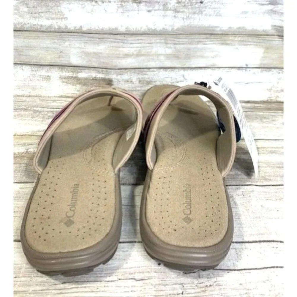 NEW Columbia Women's Santiam Suede Flip Flops Sport Sandals size 12 Tan‎ Purple
